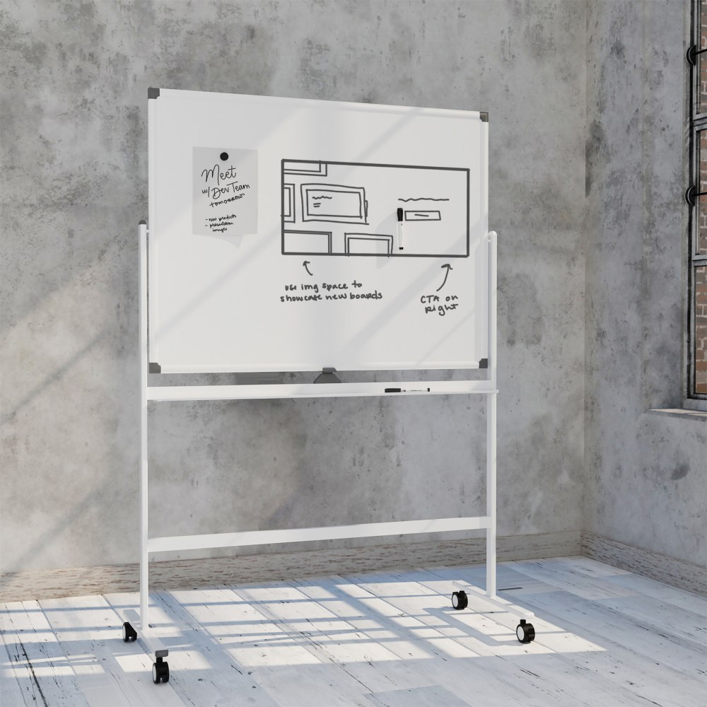 UBRANDS, LLC U Brands 4535U00-01  Double-Sided Magnetic Dry-Erase Whiteboard Mobile Easel, 47in x 35in, Metal Frame With White Finish