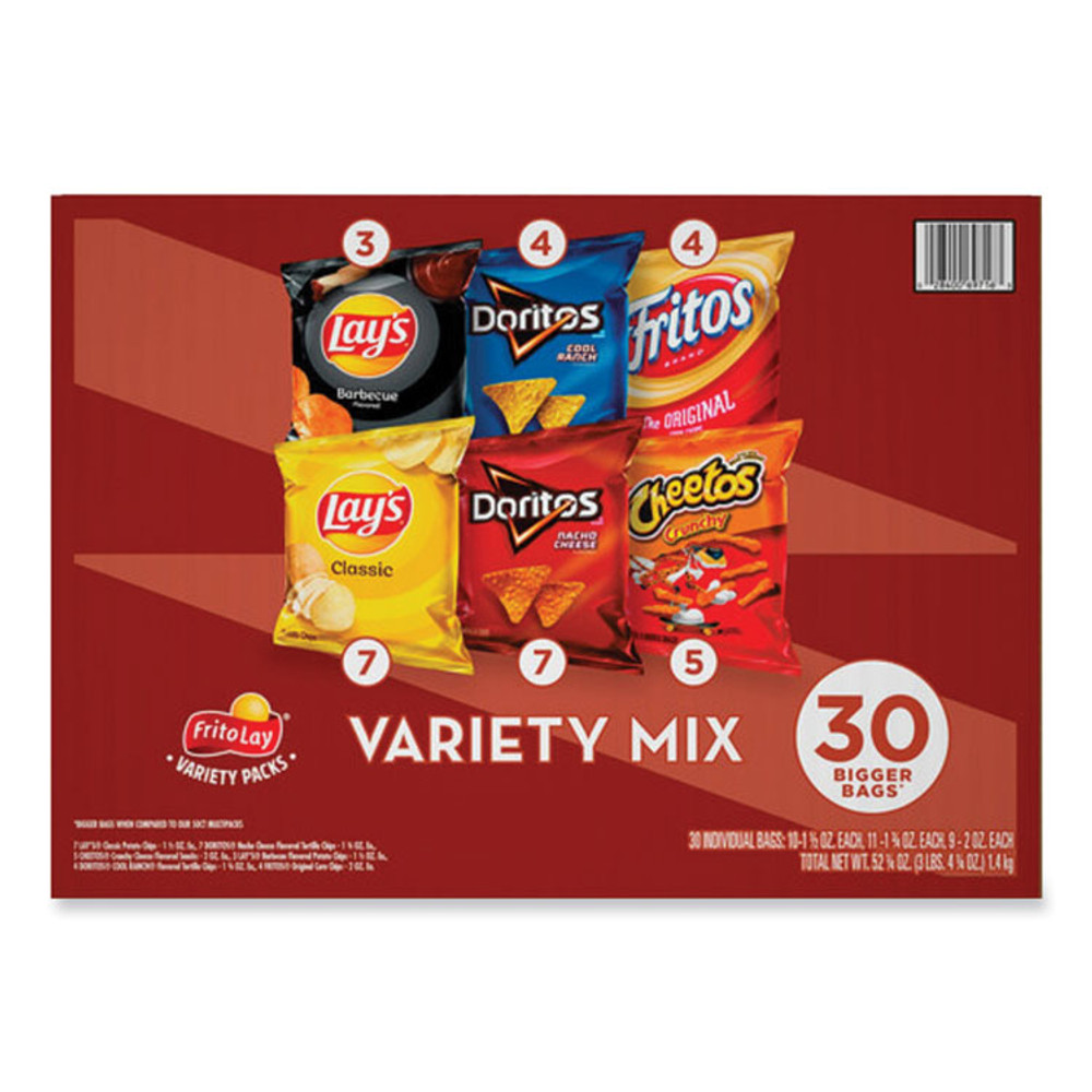 FRITO-LAY, INC. 70227 Classic Variety Mix, Assorted, 30 Bags/Box