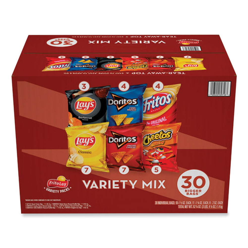 FRITO-LAY, INC. 70227 Classic Variety Mix, Assorted, 30 Bags/Box