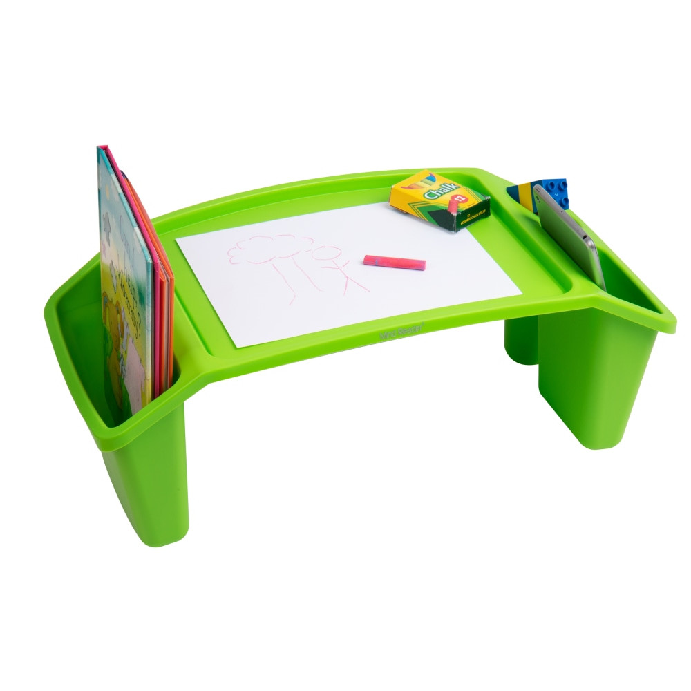 EMS MIND READER LLC Mind Reader KIDLAP-GRN  Sprout Collection Plastic Lap Desk with Side Storage Pockets, 8-1/2in H x 10-3/4in W x 22-1/4in D, Green, KIDLAP-GRN