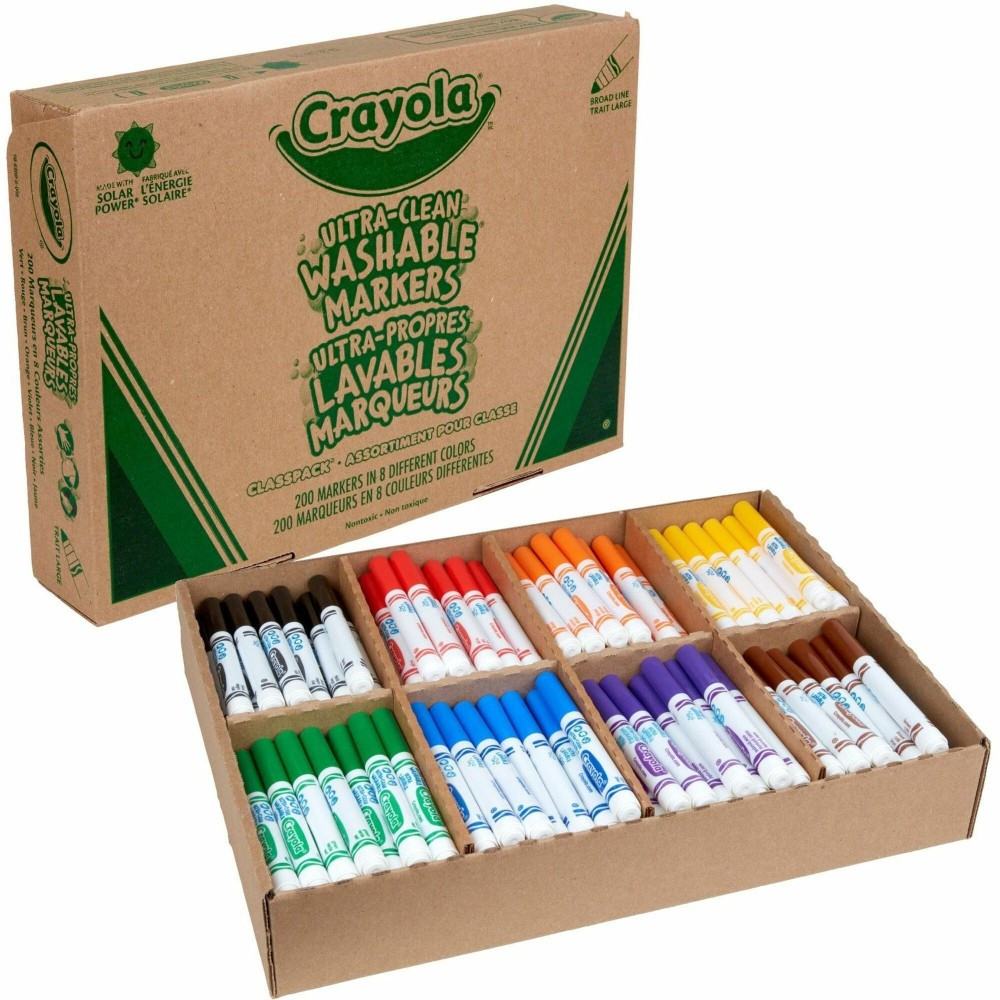 CRAYOLA LLC 58-8200 Crayola Washable Broad-Line Marker Classpack, Pack Of 200