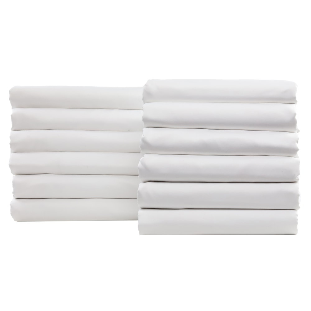 1888 MILLS, LLC N3M5480WHT-NAKED 1888 Mills Naked Full Fitted Sheets, 54in x 80in x 15in, White, Pack Of 24 Sheets