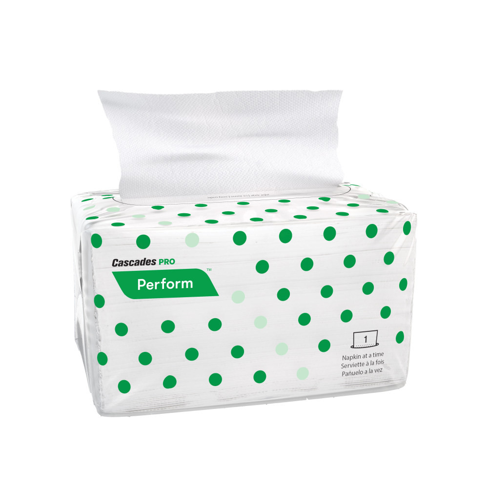 CASCADES TISSUE GROUP T400 Cascades PRO Perform Interfold Napkins for Tandem, 1-Ply, White, Sleeve of 188 Napkins