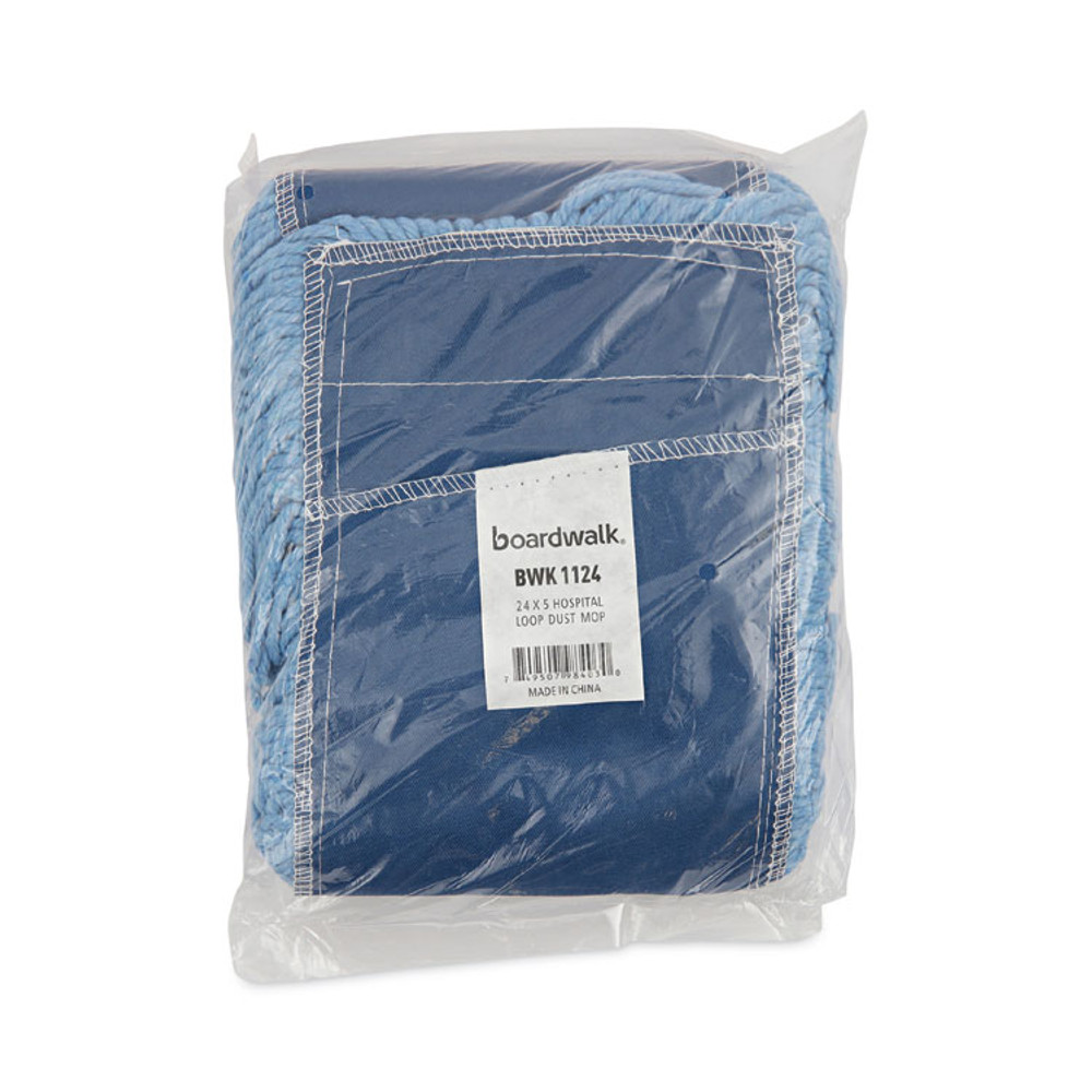 BOARDWALK 1124 Mop Head, Dust, Looped-End, Cotton/Synthetic Fibers, 24 x 5, Blue