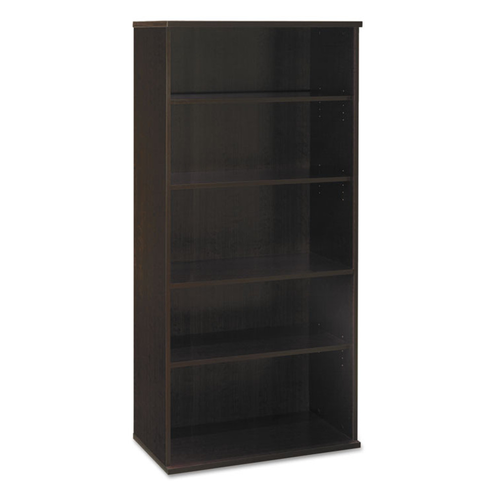 BUSH INDUSTRIES WC12914 Series C Collection Bookcase, Five-Shelf, 35.63w x 15.38d x 72.78h, Mocha Cherry