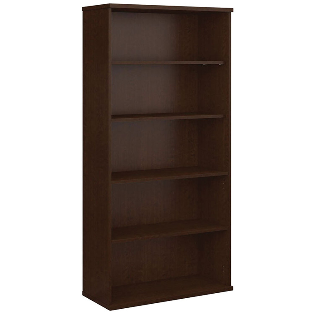 BUSH INDUSTRIES WC12914 Series C Collection Bookcase, Five-Shelf, 35.63w x 15.38d x 72.78h, Mocha Cherry