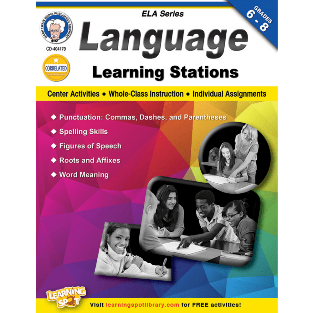 CARSON-DELLOSA PUBLISHING LLC Mark Twain Media 404179 Mark Twain Language Learning Stations Workbook, Grades 6-8