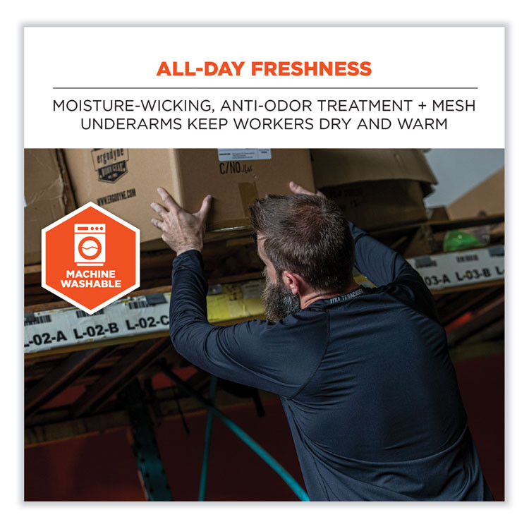 TENACIOUS HOLDINGS, INC. ergodyne® 40204 N-Ferno 6435 Midweight Long Sleeve Base Layer Shirt, Large, Black