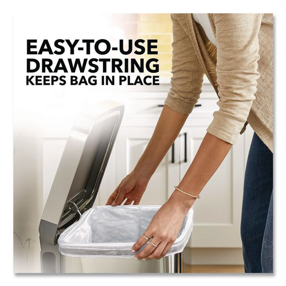 CLOROX SALES CO. Glad® 78899BX ForceFlex Kitchen Drawstring Trash Bags, 13 gal, Gain Fresh Clean Scent, 24 x 27.38, White, 80/Box