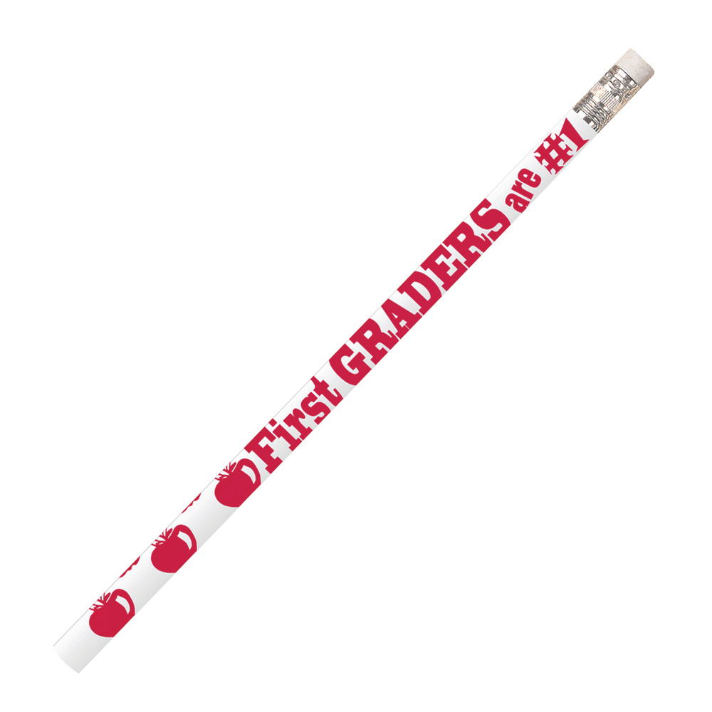 Musgrave Pencil Co. Inc. MUS2204D-12 Musgrave Pencil Co. Motivational Pencils, 2.11 mm, #2 Lead, 1st Graders Are #1, Red/White, Pack Of 144