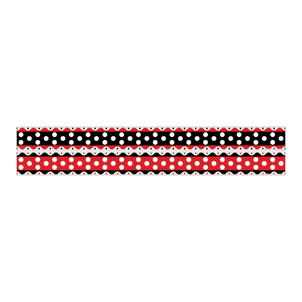 BARKER CREEK PUBLISHING, INC. LL980 Barker Creek Double-Sided Straight-Edge Border Strips, 3in x 35in, Just Dotty, Pack Of 12