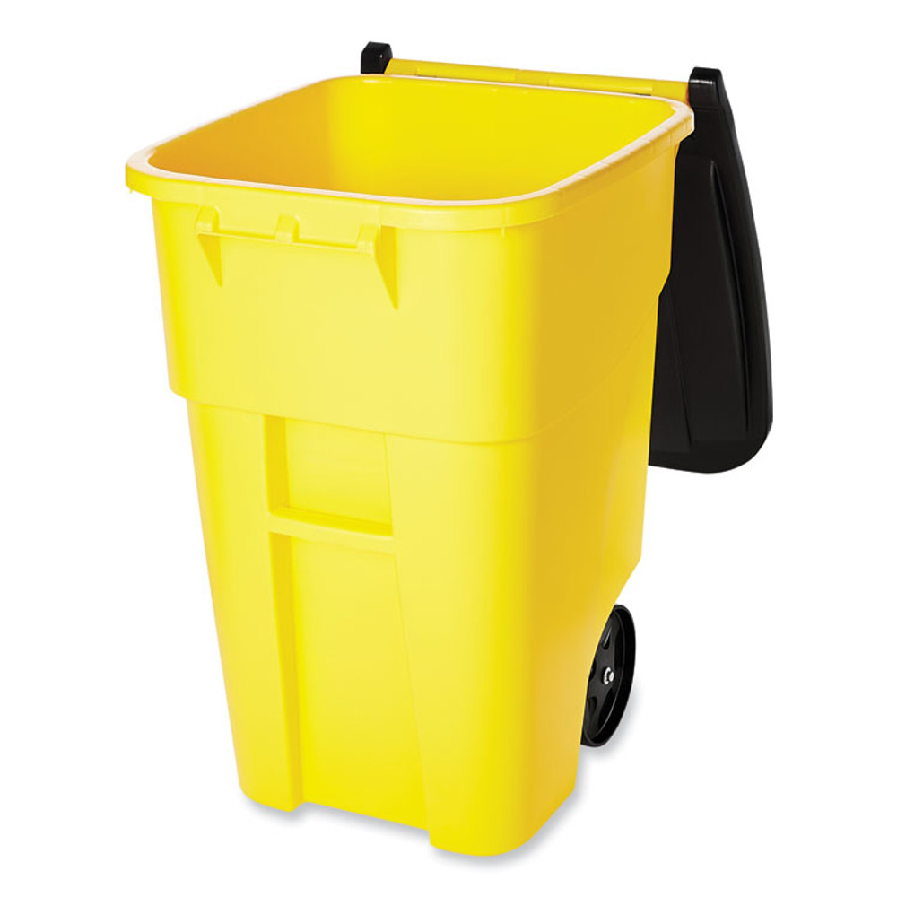 RUBBERMAID COMMERCIAL PROD. 9W27 YEL Square Brute Rollout Container, 50 gal, Molded Plastic, Yellow