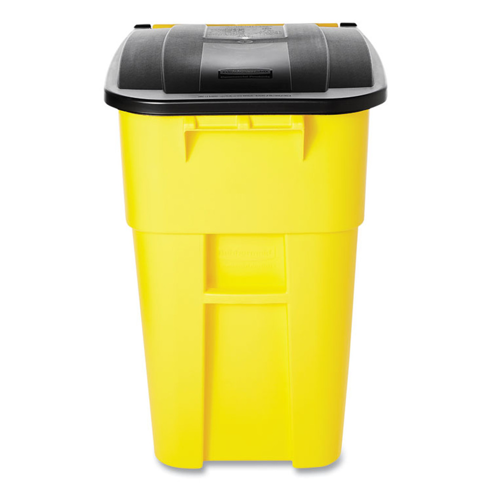 RUBBERMAID COMMERCIAL PROD. 9W27 YEL Square Brute Rollout Container, 50 gal, Molded Plastic, Yellow