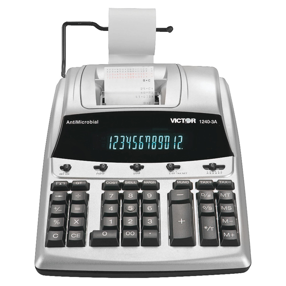 VICTOR TECHNOLOGY Victor 1240-3A  1240-3A 12-Digit Heavy-Duty Commercial Printing Calculator With Antimicrobial Protection