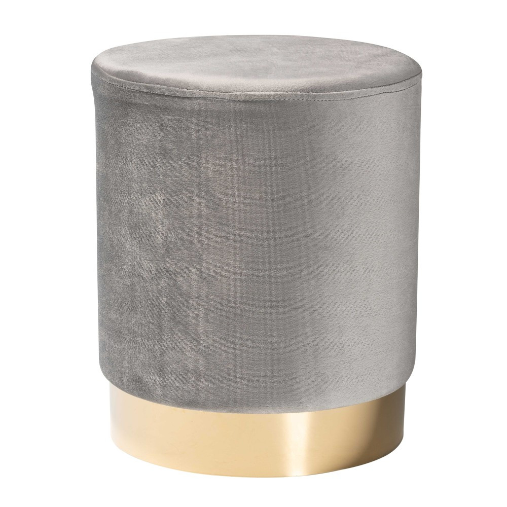 WHOLESALE INTERIORS, INC. 2721-12205 Baxton Studio Chaela Ottoman, Gray/Gold