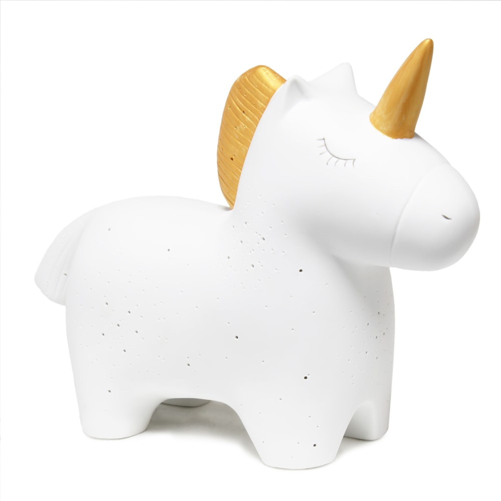 ALL THE RAGES INC LT3339-WHT Simple Designs Porcelain Unicorn-Shaped Table Lamp, 4-5/8inH, White