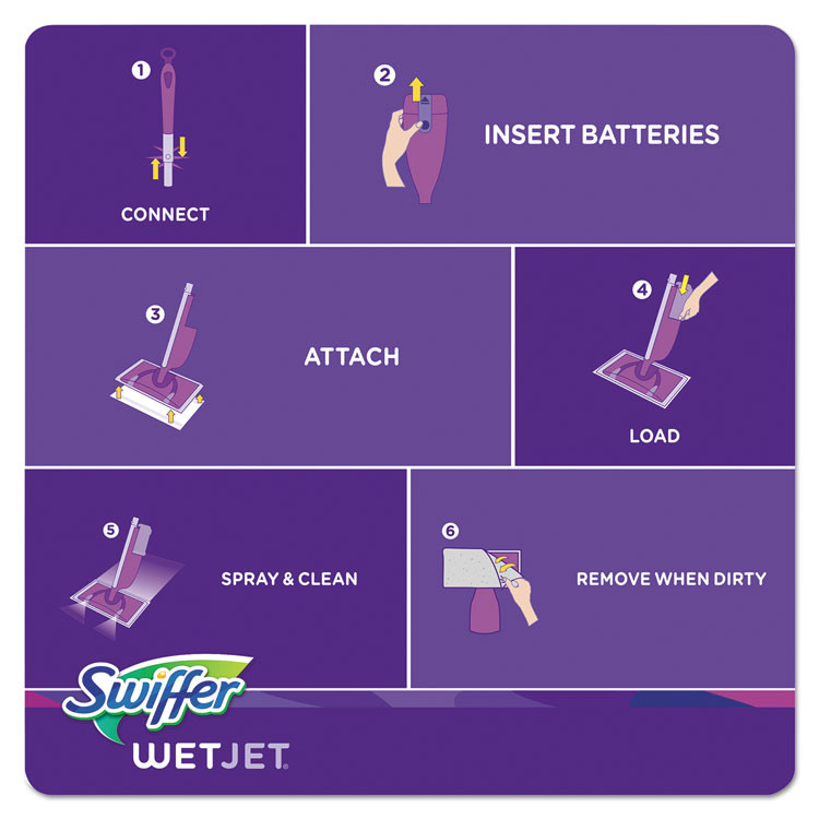 PROCTER & GAMBLE Swiffer® 08443CT WetJet System Refill Cloths, 11.3" x 5.4", White, 24/Box, 4/Carton