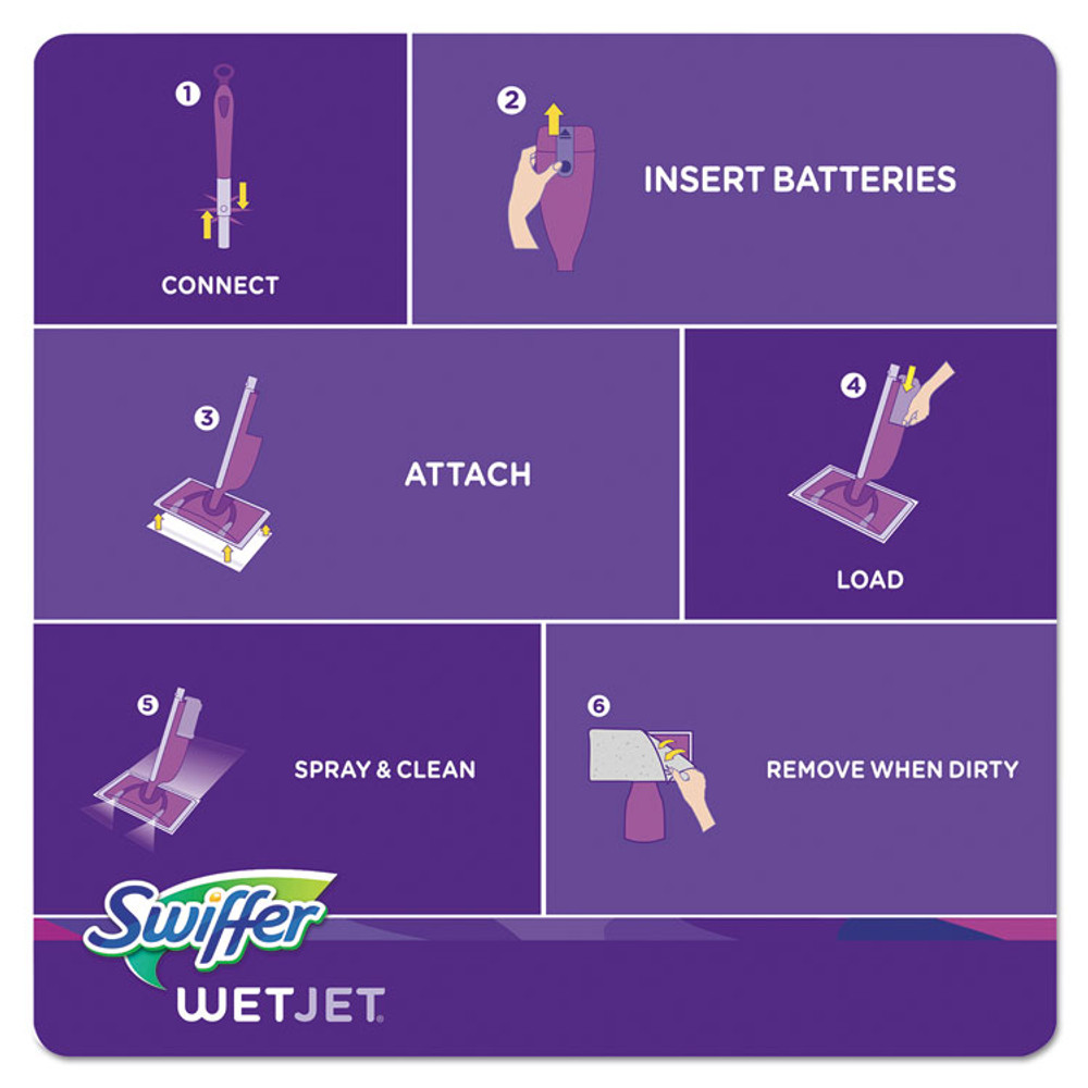 PROCTER & GAMBLE Swiffer® 08443CT WetJet System Refill Cloths, 11.3" x 5.4", White, 24/Box, 4/Carton