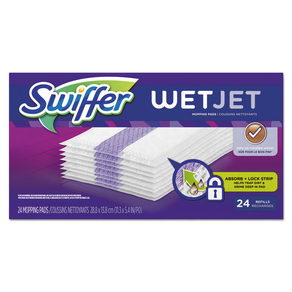 PROCTER & GAMBLE Swiffer® 08443CT WetJet System Refill Cloths, 11.3" x 5.4", White, 24/Box, 4/Carton