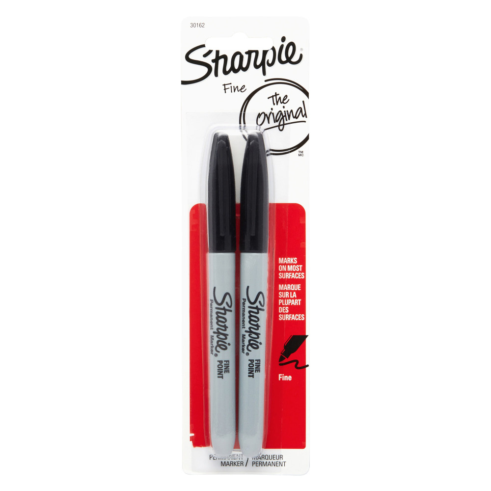NEWELL BRANDS INC. Sharpie 30162PP  Permanent Fine-Point Markers, Black, Pack Of 2 Markers