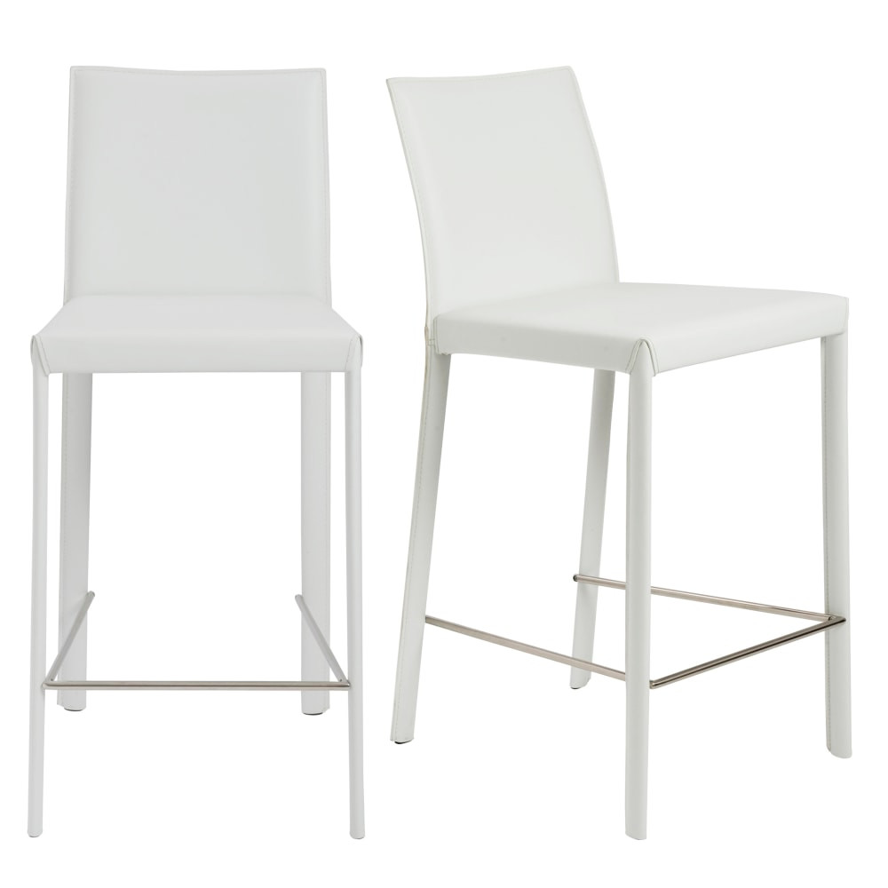 EURO STYLE, INC. Eurostyle 38626WHT  Hasina Counter Stools, White, Set Of 2 Stools