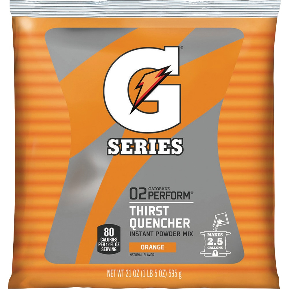 QUAKER FOODS QKR03970CT Gatorade Thirst Quencher Powder Mix, Orange Flavor, 21 Oz, Carton Of 32 Pouches