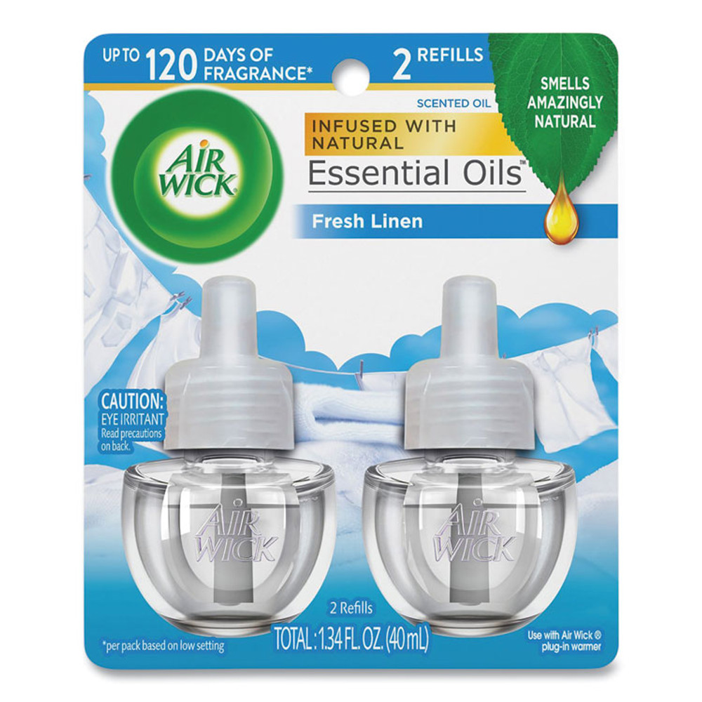 RECKITT BENCKISER Air Wick® 82291 Scented Oil Twin Refill, Fresh Linen, 0.67 oz, 2/Pack, 6/Carton