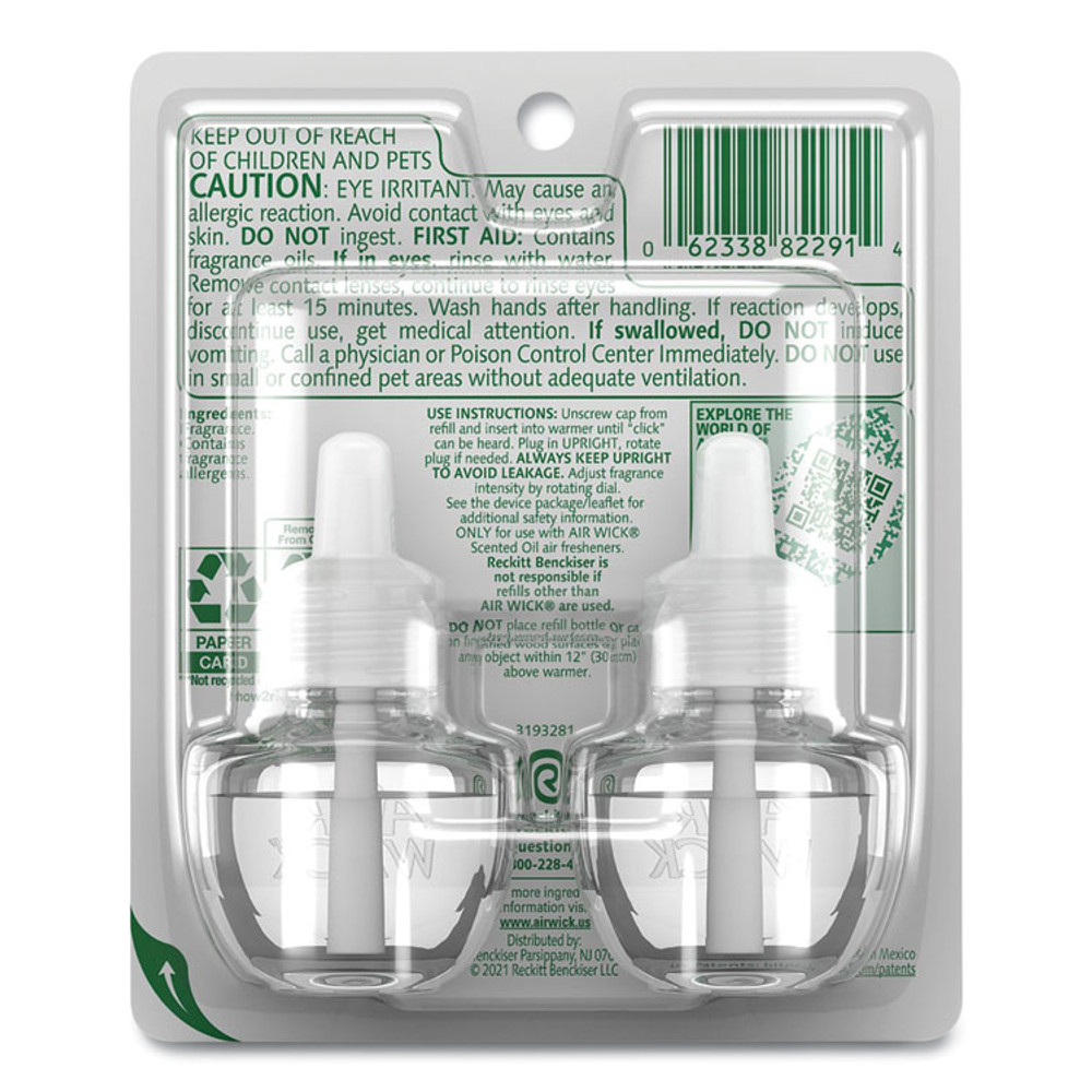 RECKITT BENCKISER Air Wick® 82291 Scented Oil Twin Refill, Fresh Linen, 0.67 oz, 2/Pack, 6/Carton
