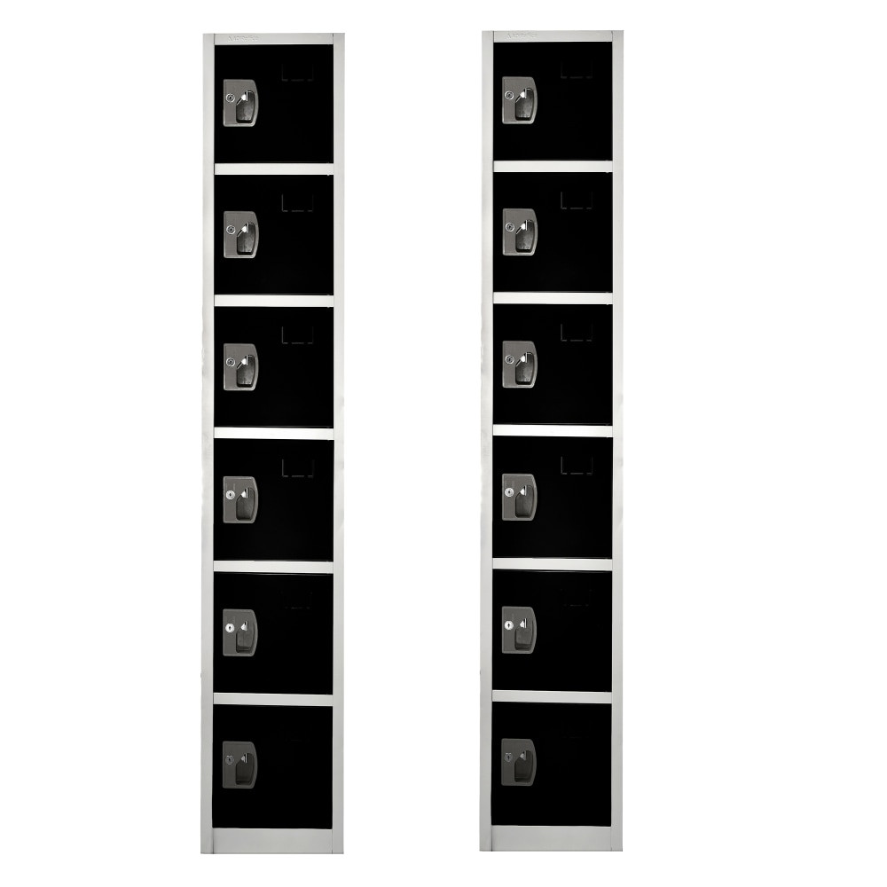 ADIR CORP. Alpine ADI629-206-BLK-2PK  6-Tier Steel Lockers, 72inH x 12inW x 12inD, Black, Pack Of 2 Lockers