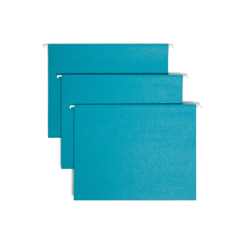 SMEAD MFG CO 64074 Smead Hanging File Folders, 1/5-Cut Adjustable Tab, Letter Size, Teal, Box Of 25