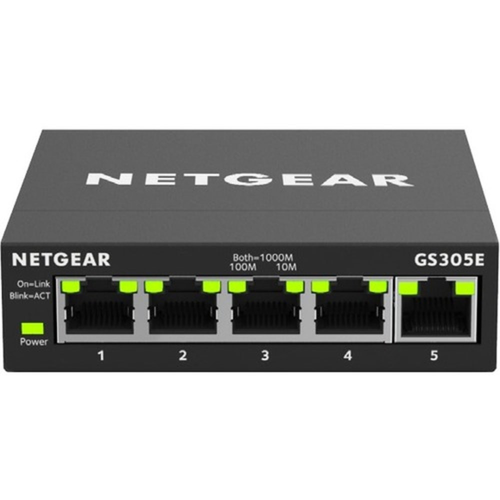 NETGEAR INC. GS305E-100NAS Netgear GS305E Ethernet Switch - 5 Ports - Manageable - Gigabit Ethernet - 1000Base-T - 2 Layer Supported - Twisted Pair - 1 Year Limited Warranty