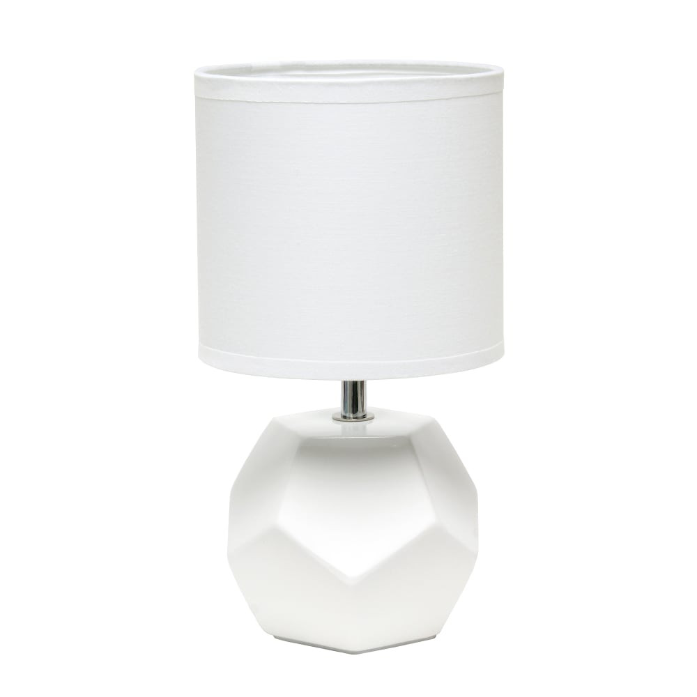 ALL THE RAGES INC LT2065-WHT Simple Designs Round Prism Mini Table Lamp, 10-7/16inH, White