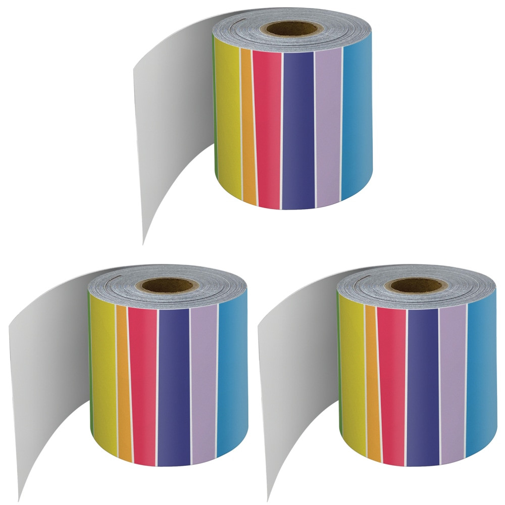 EDUCATORS RESOURCE CD-108475-3 Carson-Dellosa Education Rolled Straight Border, Rainbow, 65' Per Roll, Pack Of 3 Rolls