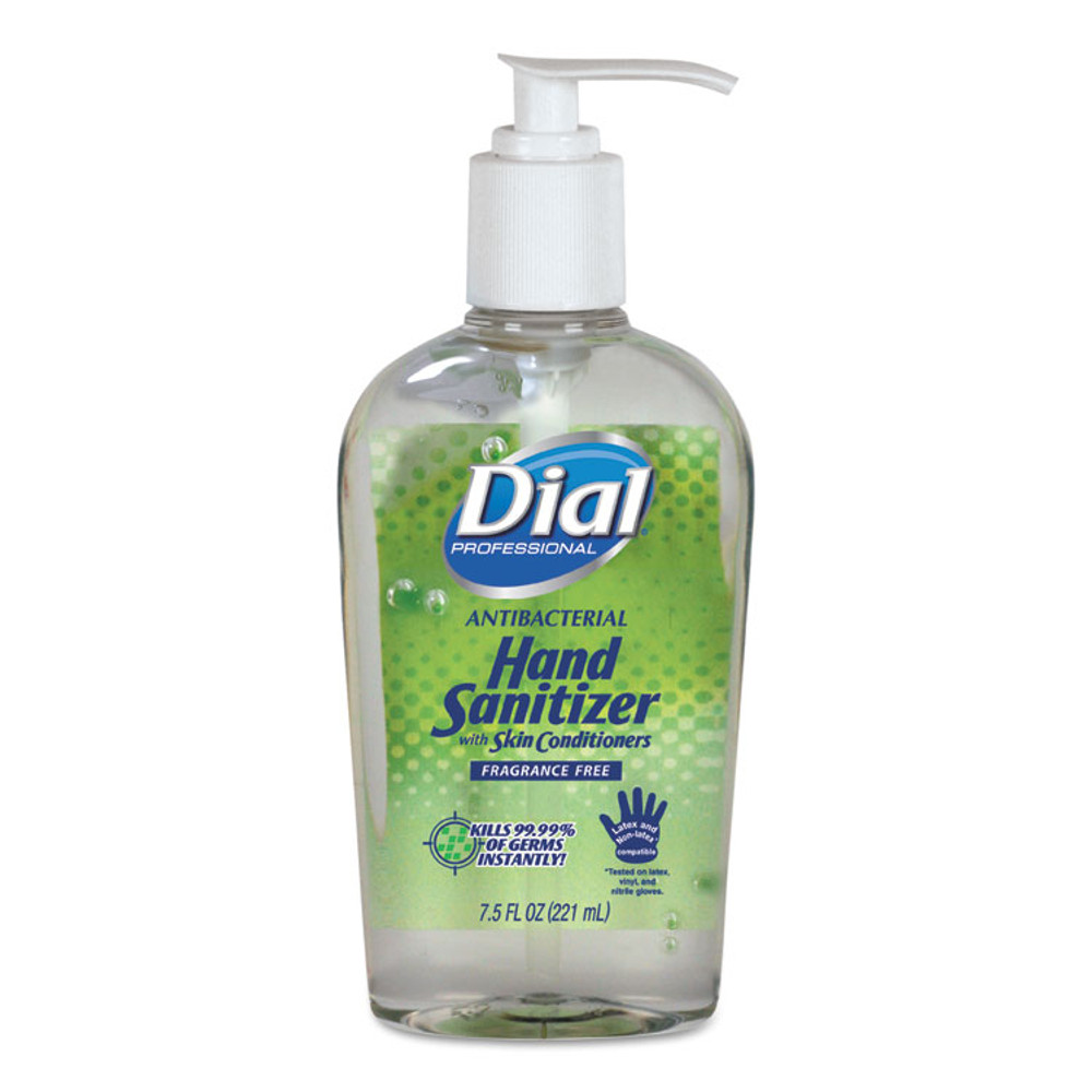 DIAL PROFESSIONAL 01585EA Antibacterial with Moisturizers Gel Hand Sanitizer, 7.5 oz, Pump Bottle, Fragrance-Free