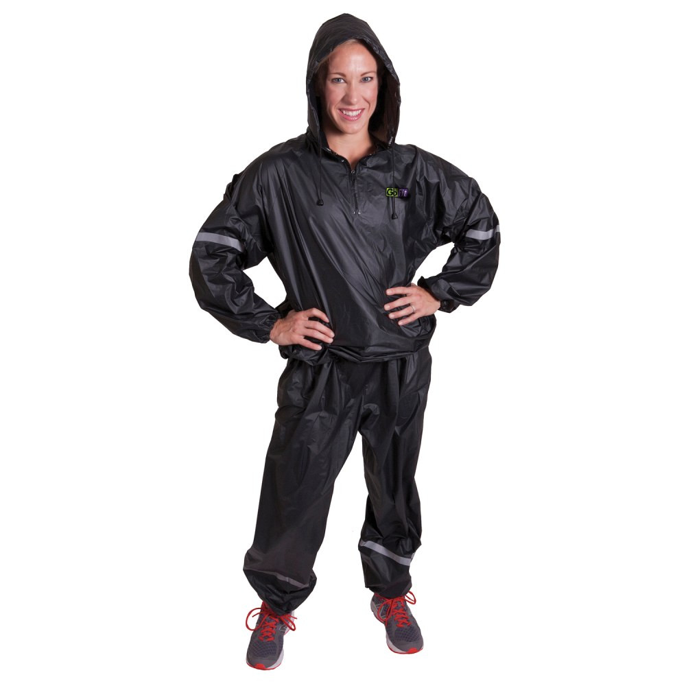 GOFIT L.L.C. GoFit GF-TTH-S/M  2-Piece Hooded Sweat Suit, Small/Medium, Black