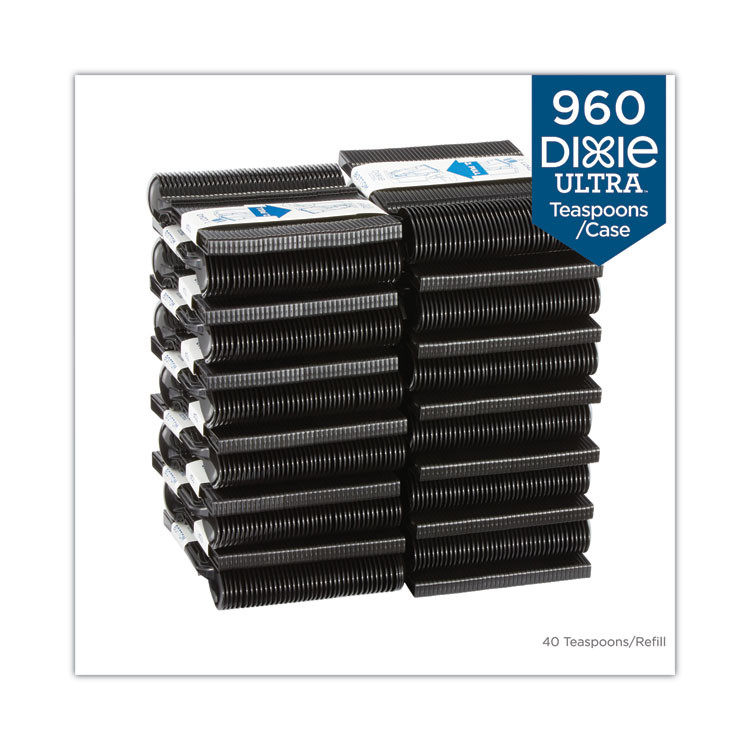 GEORGIA PACIFIC Dixie® DUSSPT5 SmartStock Tri-Tower Dispensing System Polypropylene Cutlery, Mediumweight Spoon, Plastic, Black, 40/Pack, 24 Packs/Carton