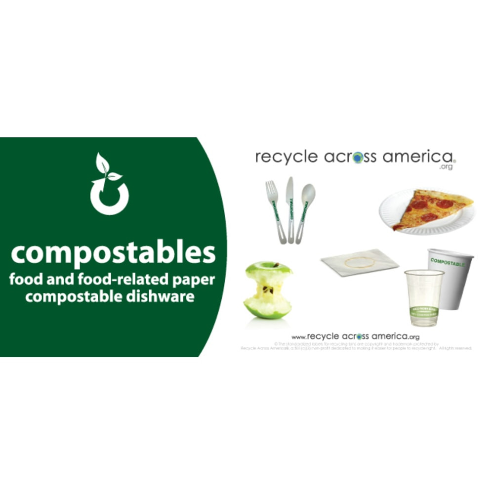 PACKAGING DYNAMICS Recycle Across America COMPS-0409  Compostables Standardized Recycling Labels, COMPS-0409, 4in x 9in, Dark Green