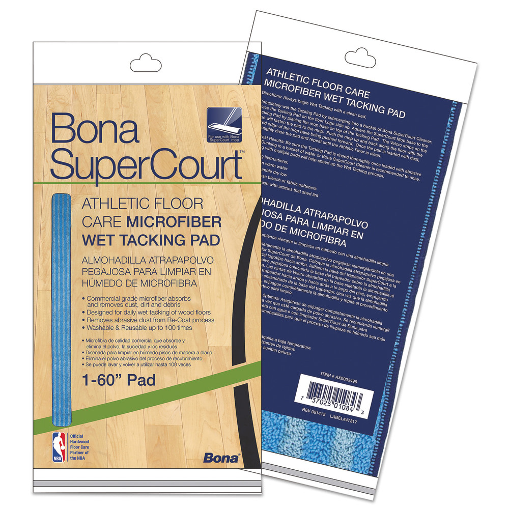BONAKEMI USA, INC. AX0003499 Bona SuperCourt Athletic Floor Care Microfiber Wet Tacking Pad, 60in, Light/Dark Blue