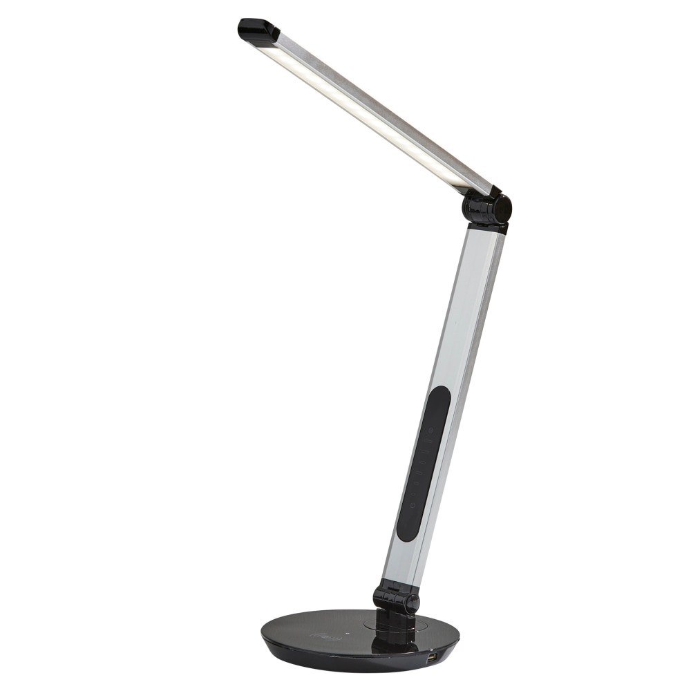 ADESSO INC Adesso SL4900-22  Simplee Rodney LED AdessoCharge Desk Lamp, 26-1/2inH, Matte Silver Shade/Black Base