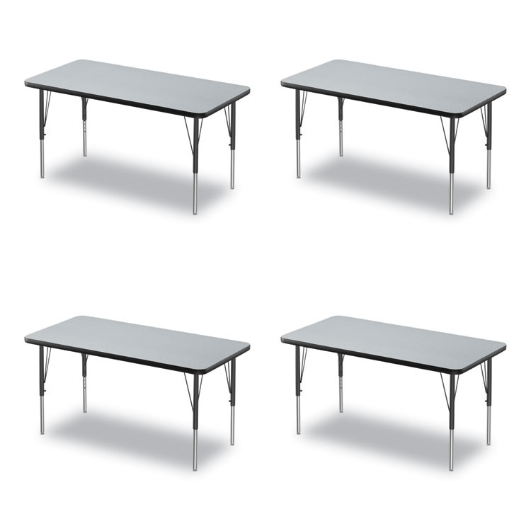 CORRELL, INC. 2448TF1595K4 Adjustable Activity Table, Rectangular, 48" x 24" x 19" to 29", Granite Top, Black Legs, 4/Pallet
