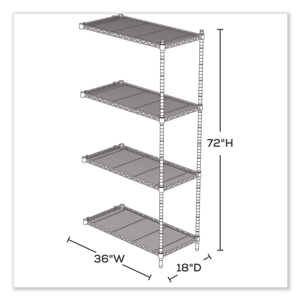 SAFCO PRODUCTS 5286GR Industrial Add-On Unit, Four-Shelf, 36w x 18d x 72h, Steel, Metallic Gray