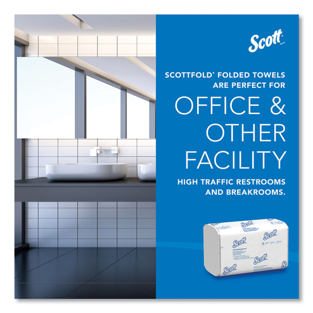 KIMBERLY-CLARK PROFESSIONAL Scott® 01960 Pro Scottfold Towels, 1-Ply, 7.8 x 12.4, White, 175 Towels/Pack, 25 Packs/Carton