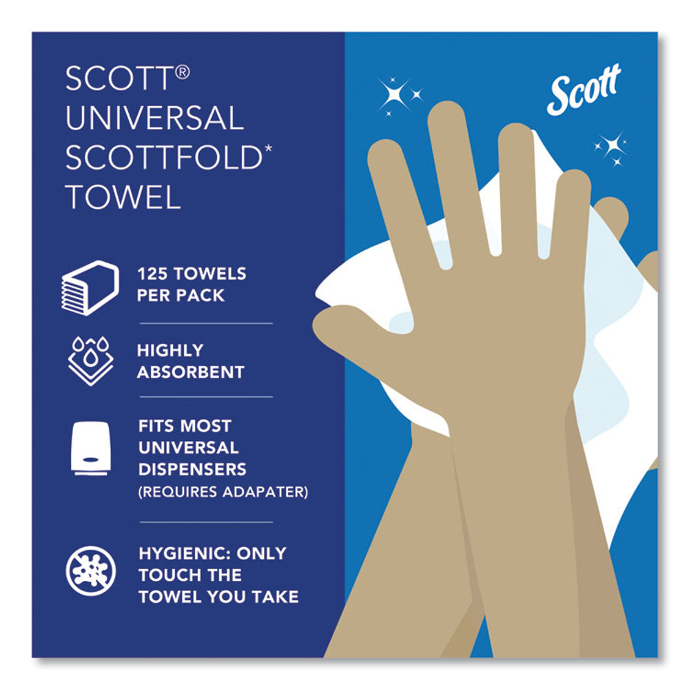 KIMBERLY-CLARK PROFESSIONAL Scott® 01960 Pro Scottfold Towels, 1-Ply, 7.8 x 12.4, White, 175 Towels/Pack, 25 Packs/Carton