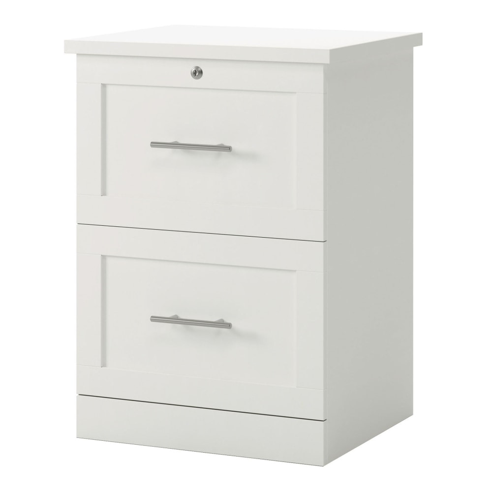 Keeping your important documents organized and secure is easy with the Realspace 2-Drawer Vertical File Cabinet. This file unit is made from strong and durable engineered wood and features a locking top drawer that is ideal for sensitive documents. The cabinet offers ball bearings to help the drawers glide smoothly, and the full-extension drawer design means you will easily be able to reach files in the back.  Engineered wood.  2 drawers with ball bearings and full-extension slides. Hang rails accommodate letter- and legal-size files.  Top drawer features a key lock.  Weight capacity per drawer tested to support 20 lb.  Assembly required.  Tested to meet ANSI/BIFMA Performance Standards - Manufacturer testing has been conducted on this product to meet specific performance requirements and safety standards set forth by the American National Standards Institute (ANSI) and the Business and Institutional Furniture Manufacturers.