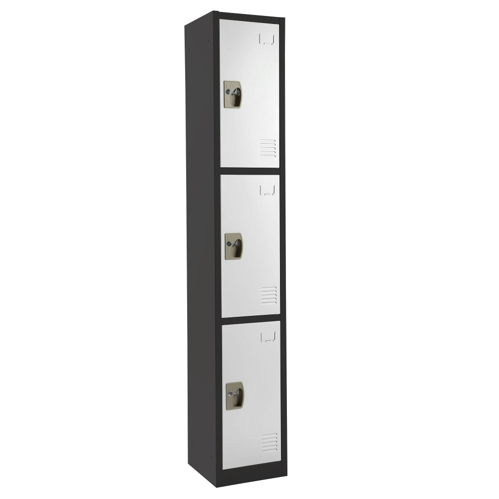 ADIR CORP. ADI629-203-B-W Alpine Large 3-Tier Steel Locker, 72inH x 12inW x 12inD, Black/White