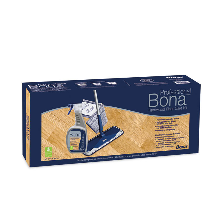 BONA US WM710013398 Hardwood Floor Care Kit, 15" Microfiber Head, 52" Blue Steel Handle