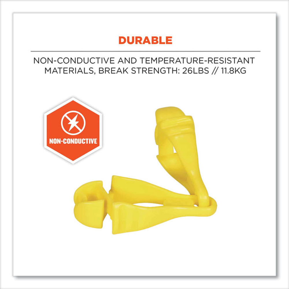 TENACIOUS HOLDINGS, INC. ergodyne® 19719BULK Squids 3400 Glove Clip Holder with Dual Clips, 1 x 1 x 6.5, Acetal Copolymer, Lime, 100/Carton