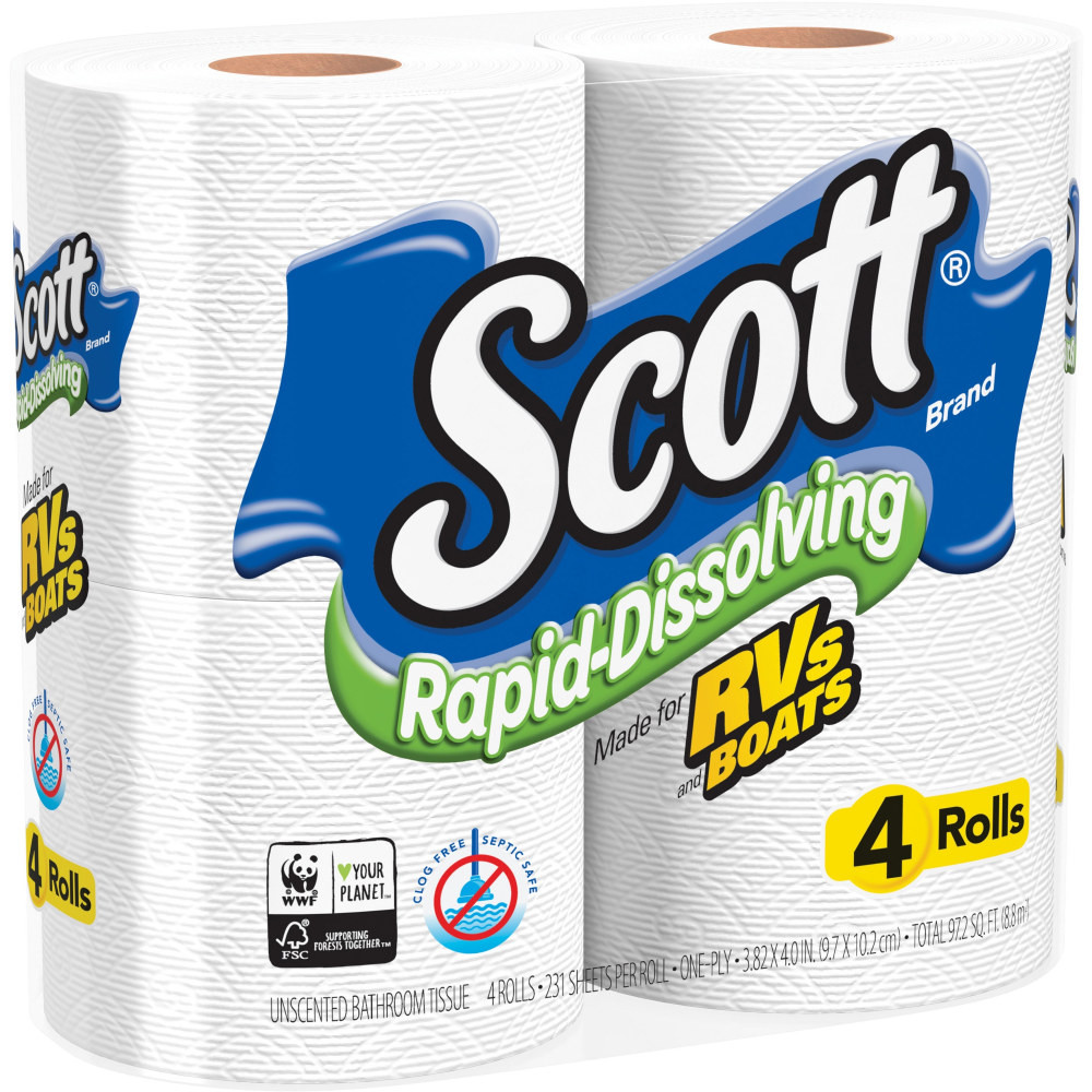 KIMBERLY-CLARK Scott 47617  Rapid-Dissolving Toilet Paper - White - Soft, Absorbent, Septic Safe, Clog Safe - For Skin - 48 / Carton