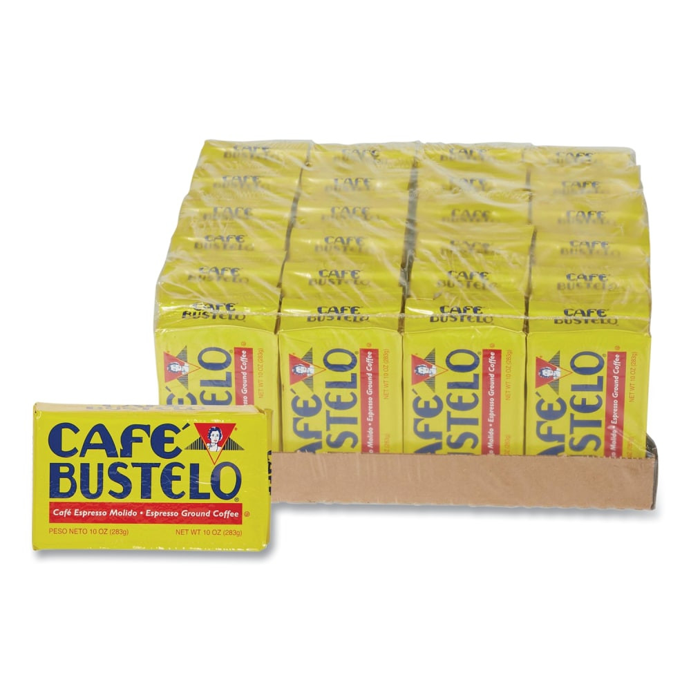 Drink a hot cup of Cafe Bustelo Espresso Coffee for an extra boost of energy. The roast is specially blended for espresso coffee drinks, giving you a bold, rich flavor in every sip you take.  Dark-roast coffee with bold flavor.  Resealable for lasting freshness.  10 oz of Cafe Bustelo coffee per bag.
