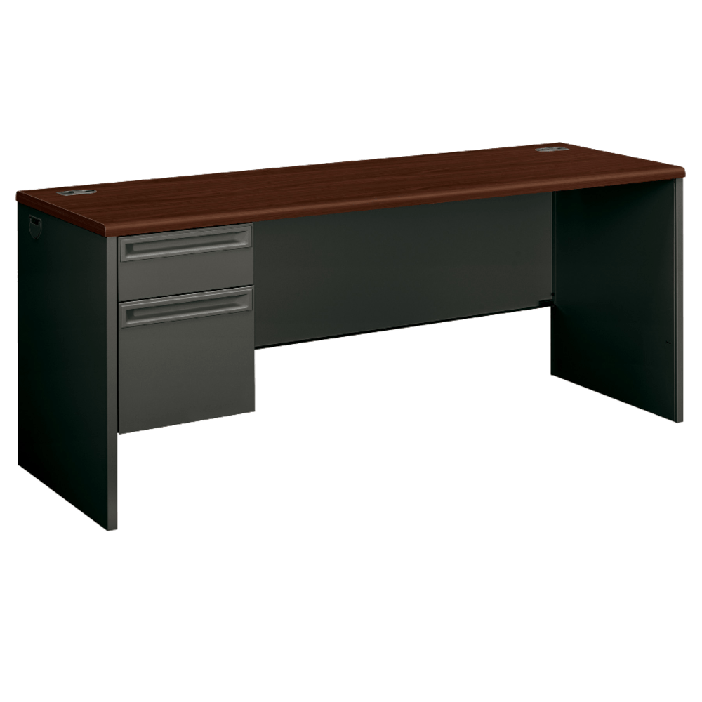 HNI CORPORATION 38855LNS HON 38000 72inW Left-Pedestal Computer Desk Credenza With Lock, Mahogany/Charcoal